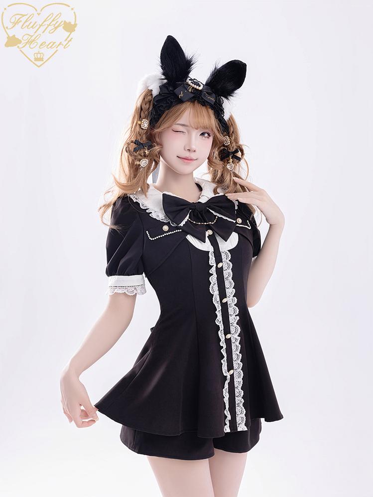 Jirai Kei Dress Set Short Sleeve Two-Piece Set 38872:606732