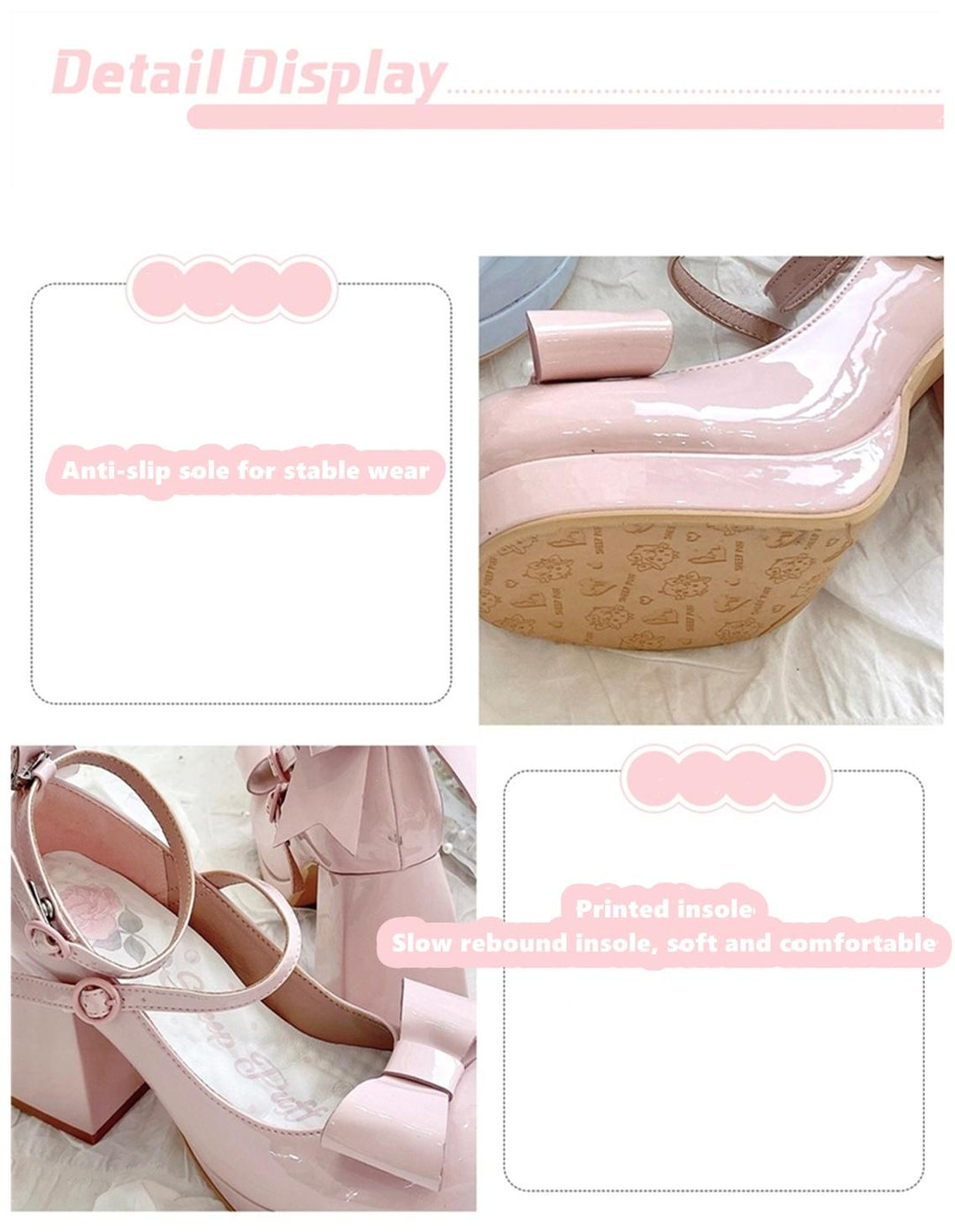 Lolita Shoes Bow Bunny Ear High Heels Round Toe 37598:590388