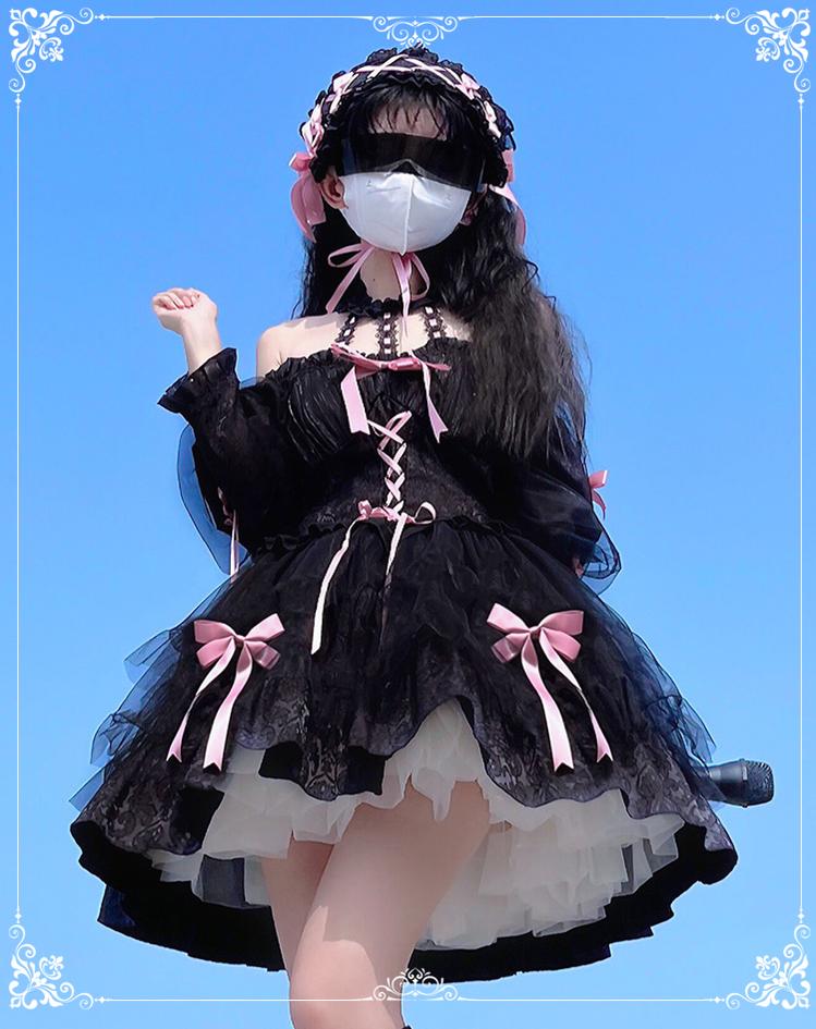 Gothic Lolita Jumper Dress Dark Jacquard Pattern Dress 32088:487126 32088:487126