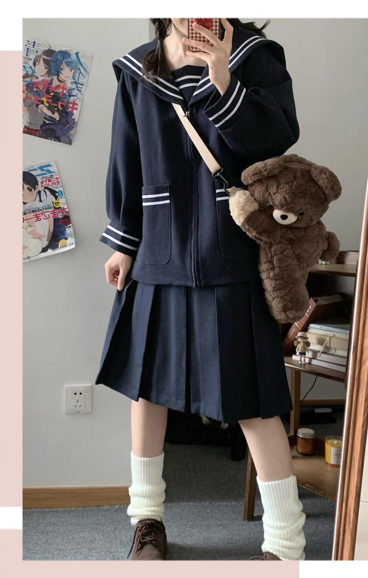 Winter JK Uniform Set, Coat and Pleated Skirt 43727:783849
