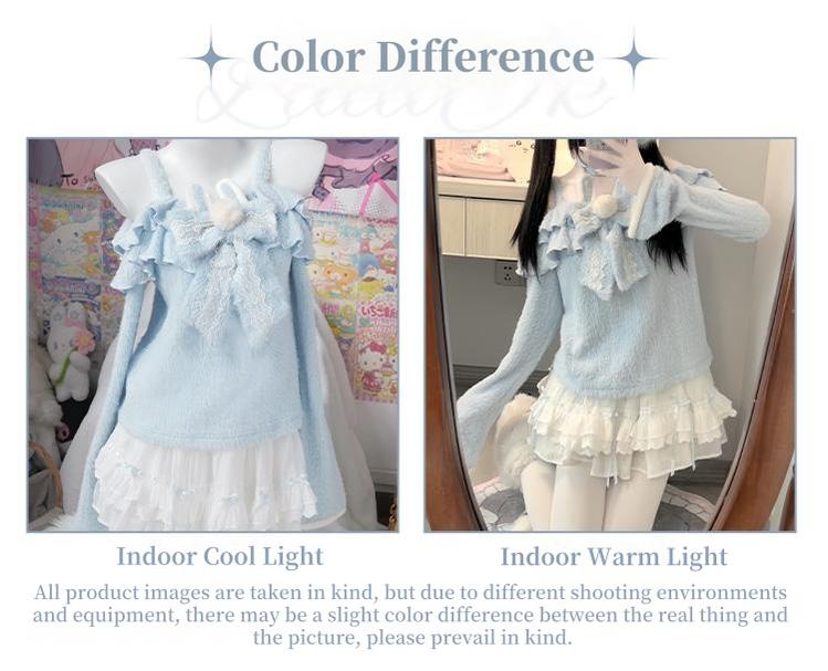 Tenshi Kaiwai Outfit Blue Bunny Sweater Tiered Skirt Set 41302:698214