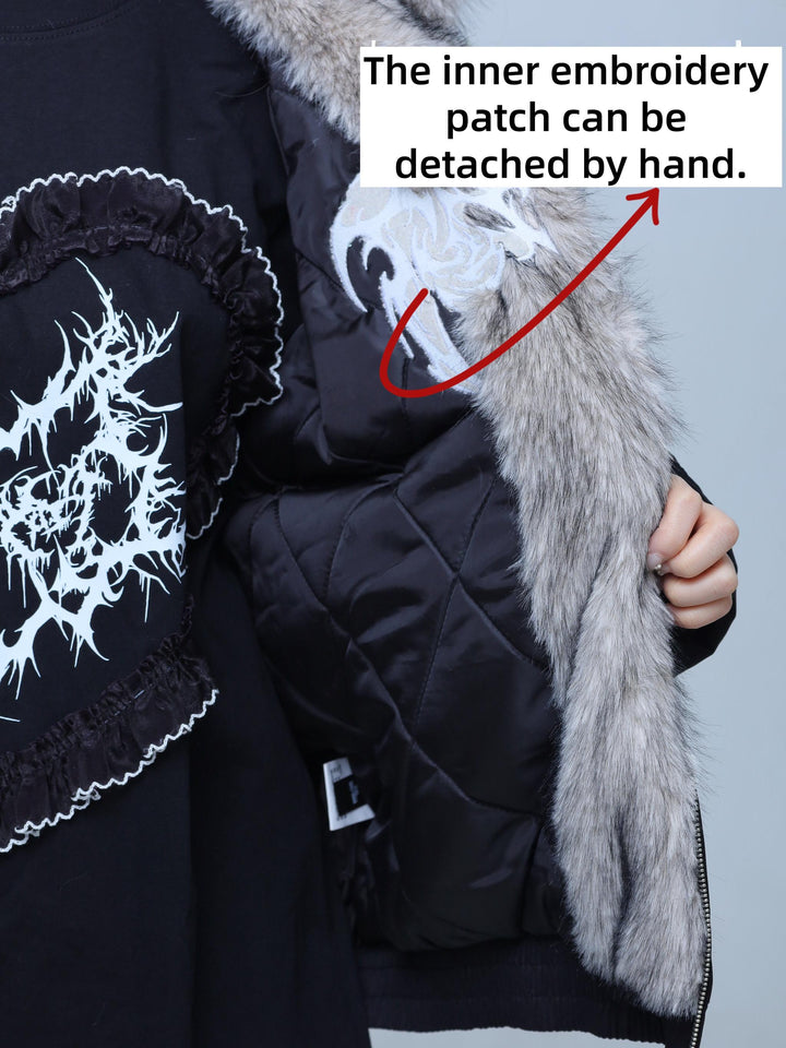 Gothic Waterproof Padded Jacket, Embroidered Pattern 44520:812649