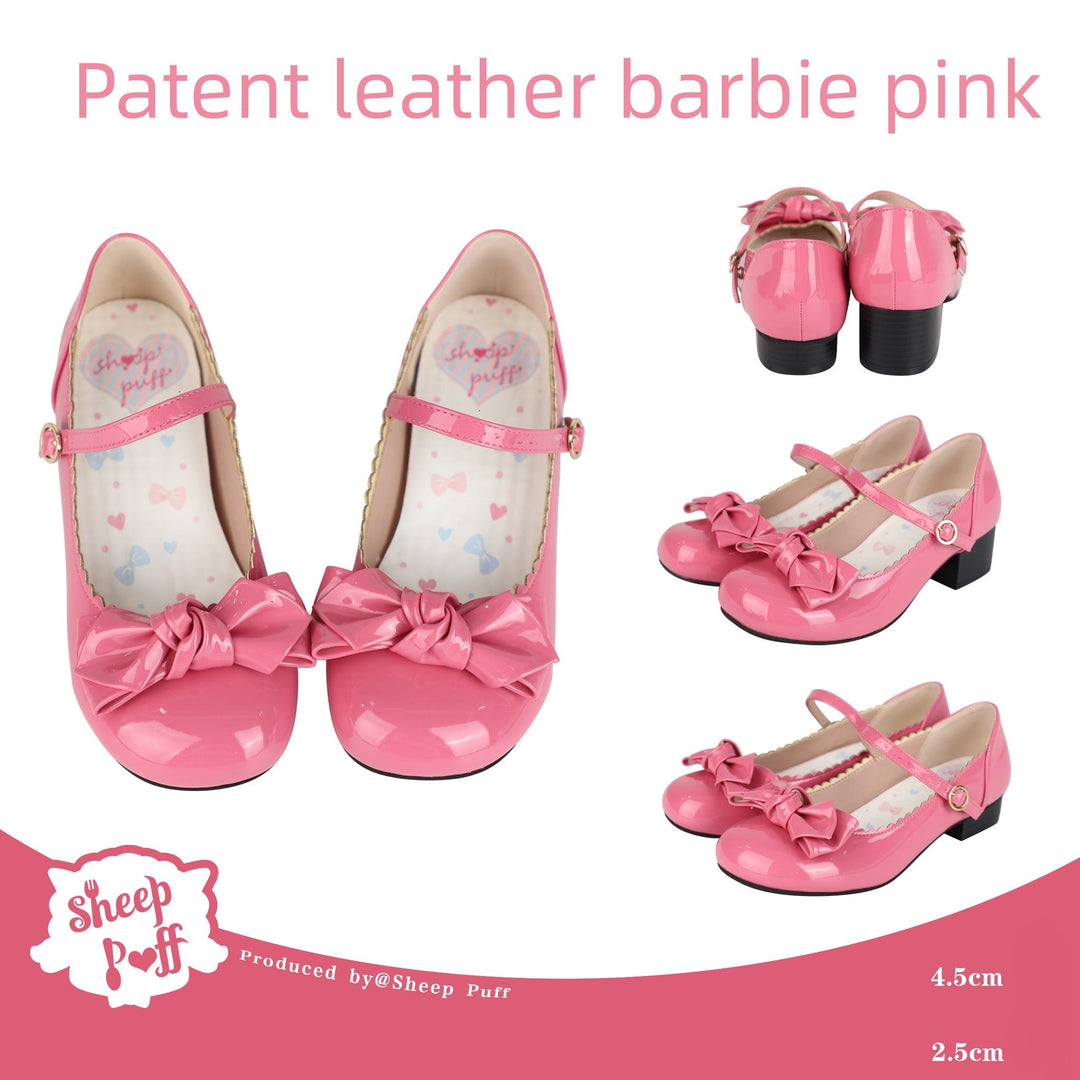 Kawaii Lolita Round-toe Bow Flat Shoes Low-heeled Shoes 15Colors (36 37 38 39 40 41) 22818:330370