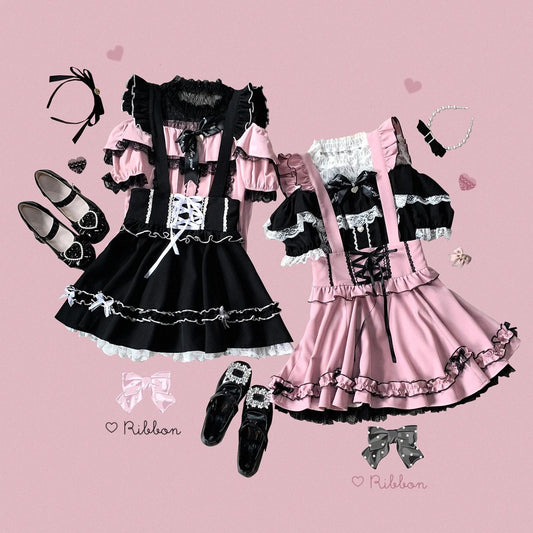Jirai Kei Dress Salopette Cake Dress Lace Puffy Dress 35370:522228