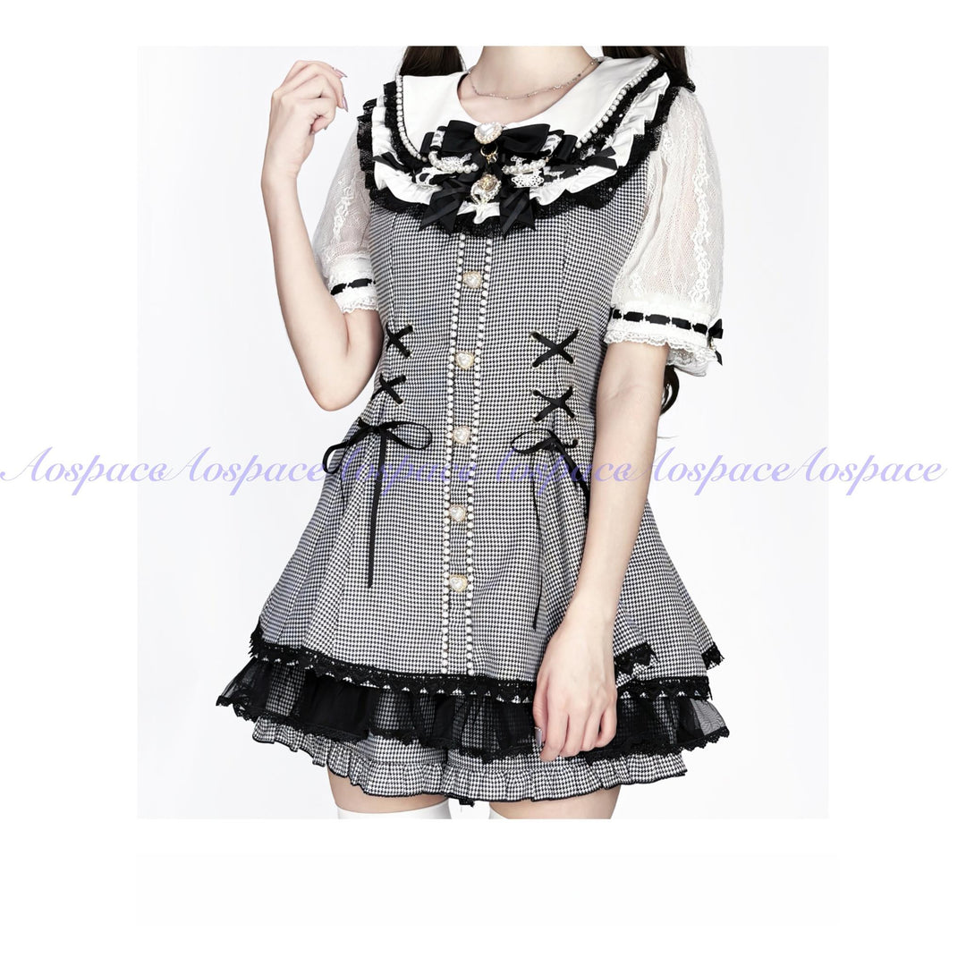 Jirai Kei Lace-Sleeved Dress, Elastic Shorts (L M S XL XS) 44759:824566