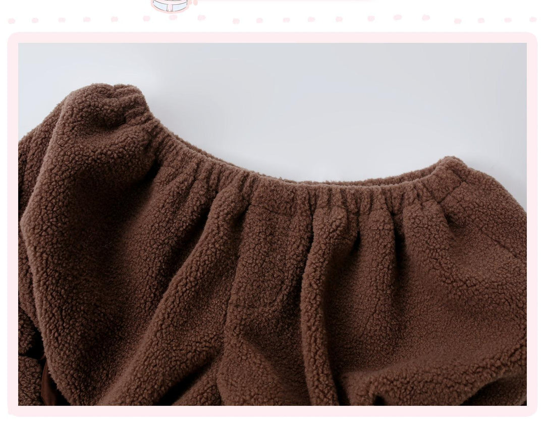 Fleeced Brown Cute Outfit, Bear Ear 44080:796055