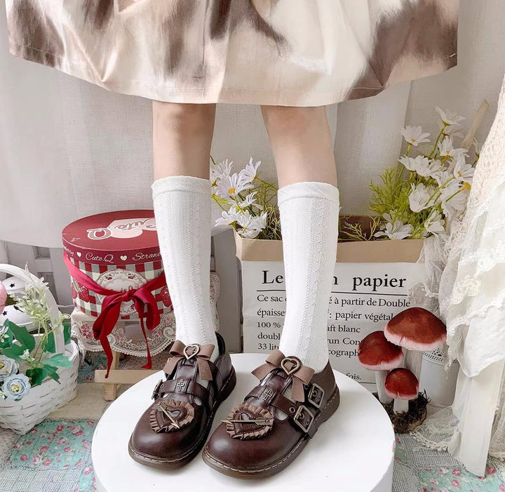 Brown/Khaki Lolita JK Round-Toe Leather Shoes 22820:330036 22820:330036