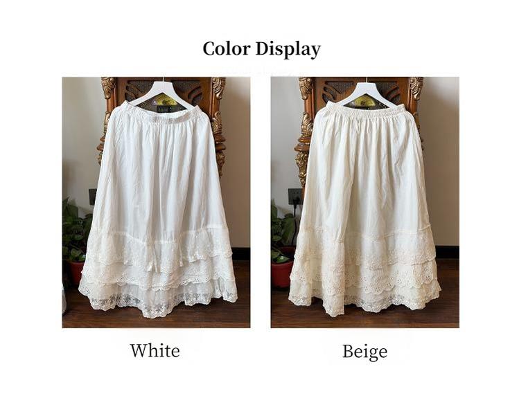 Mori Kei Petticoat Three-Layer Lace Long Skirt For Spring 41804:719762