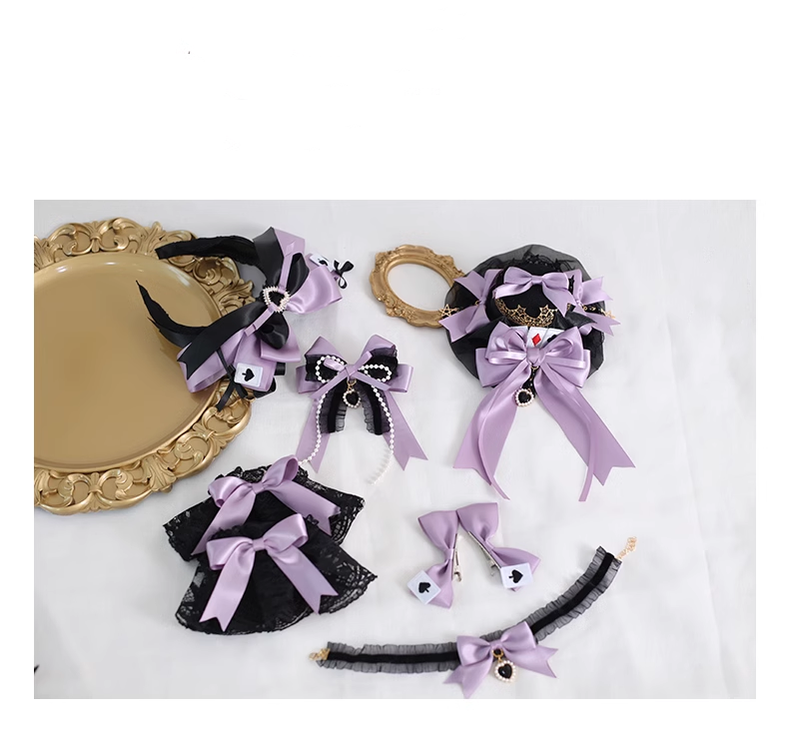 Gothic Lolita Headpiece Black Violet Hair Accessory Brooch 39116:613618