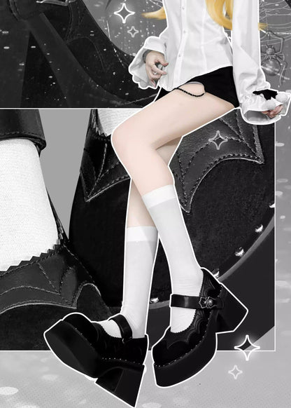 Gothic Shoes Black High Heel Thick-soled Shoes 34396:468982