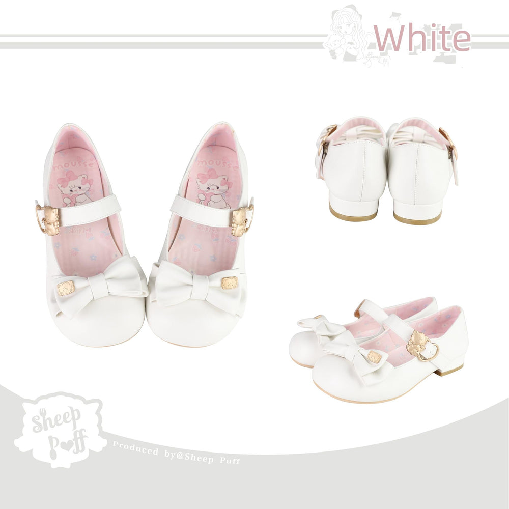 Preorder-Lolita Fashion Bow Tie Low Heel Shoes 4 Colors (34 35 36 37 38 39 40 41 / White) 22830:328262 (34 35 36 37 38 39 40 41 / White) 22830:328262