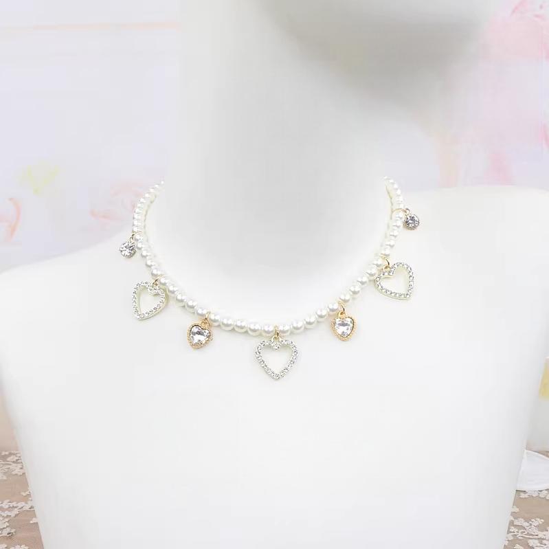 Ryousangata Heart Rhinestones Necklaces and Wrist Pieces 45072:838673
