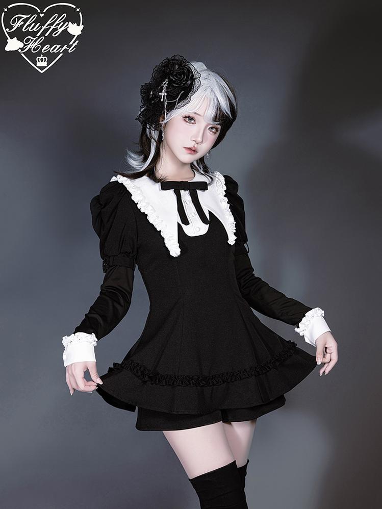 Jirai Kei Dress Set Puritan Collar Dress And Shorts Setup 40752:677252