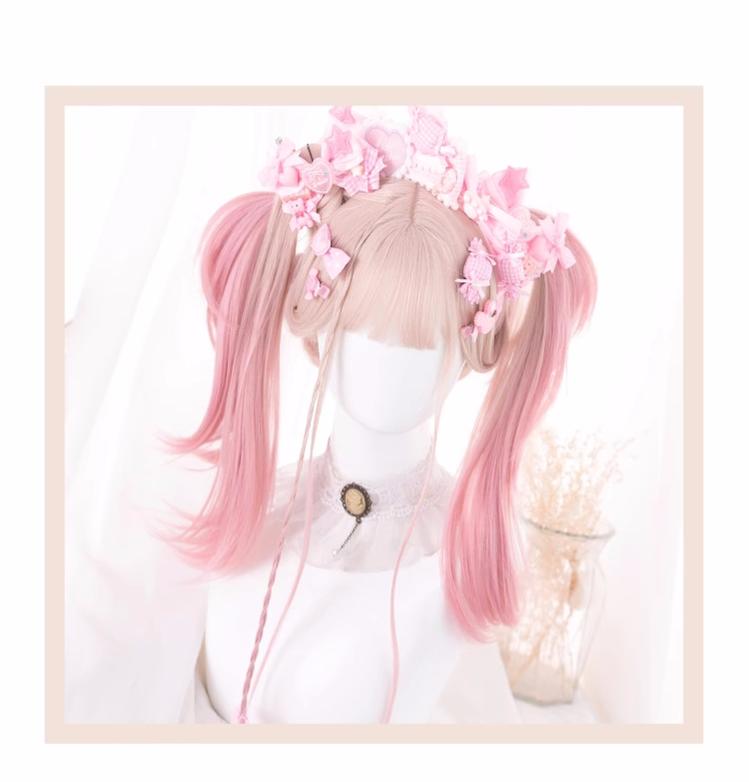 Lolita JK Pink Wig Gradient Long Woman Hairpiece 31716:367568 31716:367568