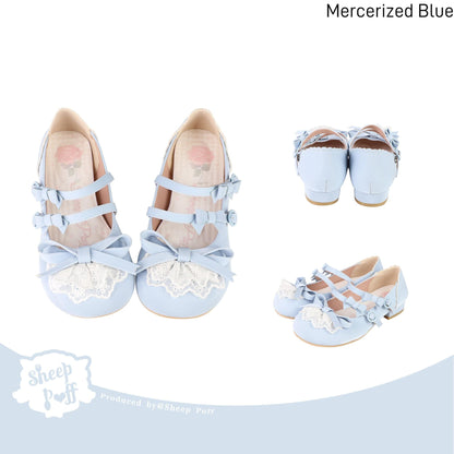 Lolita Shoes Kawaii Low Heel Shoes Lace Round-Toe Shoes (34 35 36 37 38 39 40 41) 37112:557736