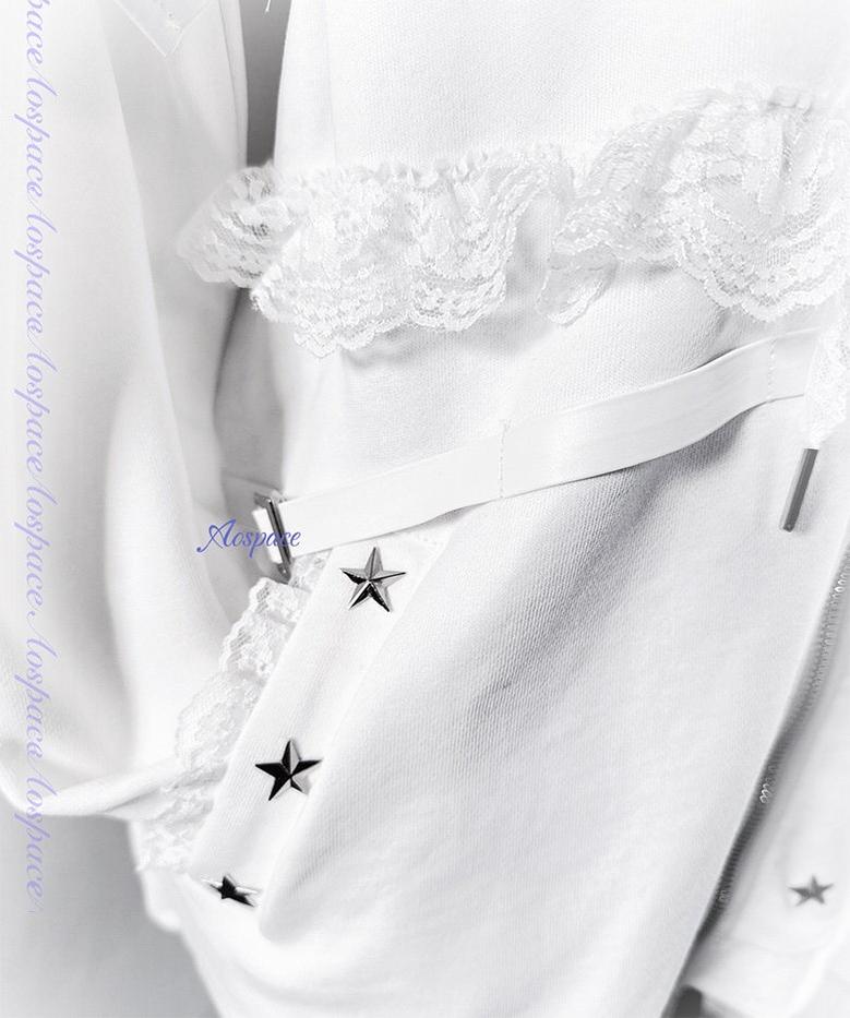 Rhinestone Setting Sub Culture Jacket, Cat Ear Hood 44766:825913