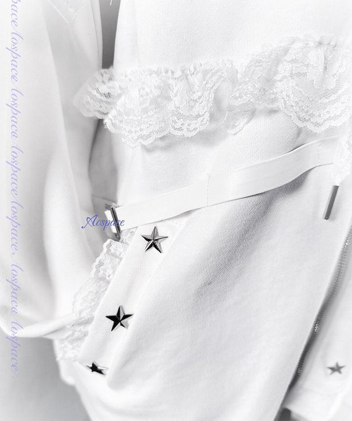 Rhinestone Setting Sub Culture Jacket, Cat Ear Hood 44766:825913