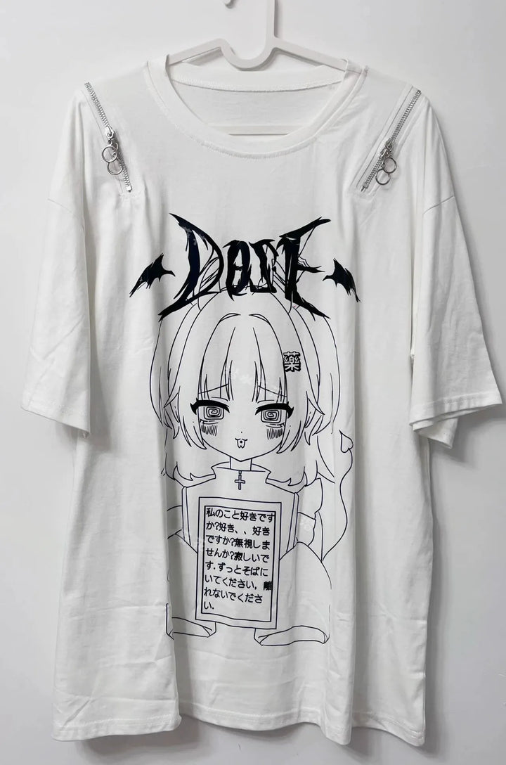 Subculture Girl Printed T-Shirt, Adjustable Shoulder Zipper (L M) 45725:859976