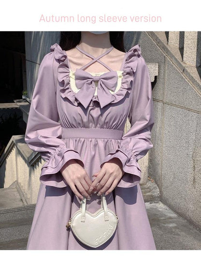 Elegant Lolita Dress Purple Lolita Dress Puff Sleeve Dress 36412:564180