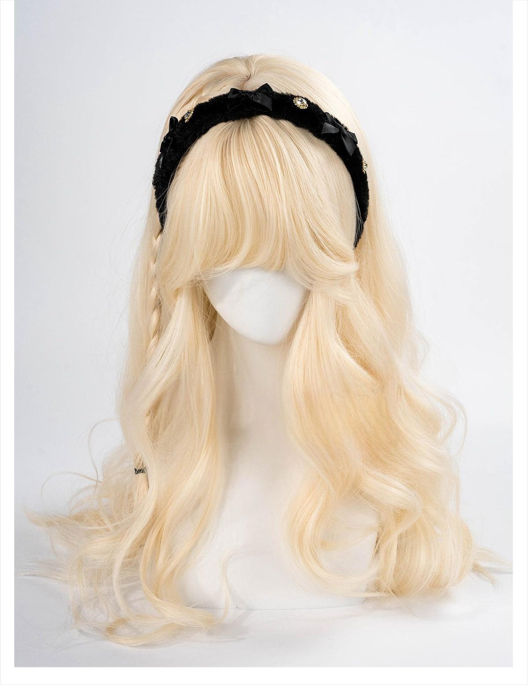 Jirai Kei Headwear Rhinestone Bow Hairband Fluffy Headpiece 39654:648234