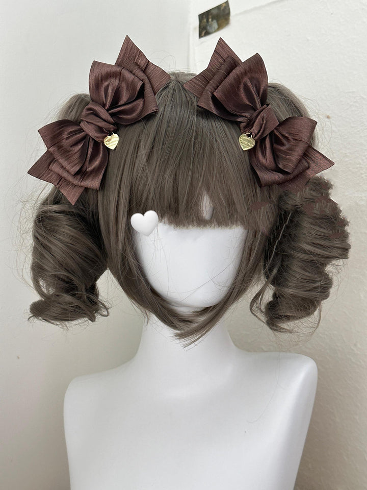 Lolita Headdress Pink Brown Clip Sweet Bow Hair Accessory 32172:563074 32172:563074