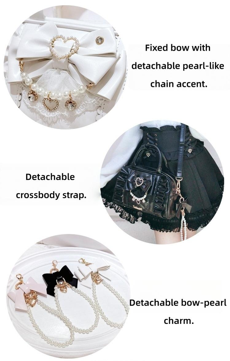 Jirai Kei 2-Way Handbag, Bow-Pearl Side Charm 44558:813719