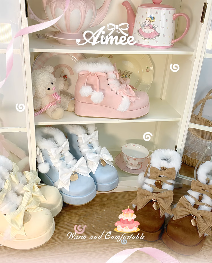 Sweet Lolita Shoes Kawaii Snow Boots Winter Platforms Shoes 41166:693696