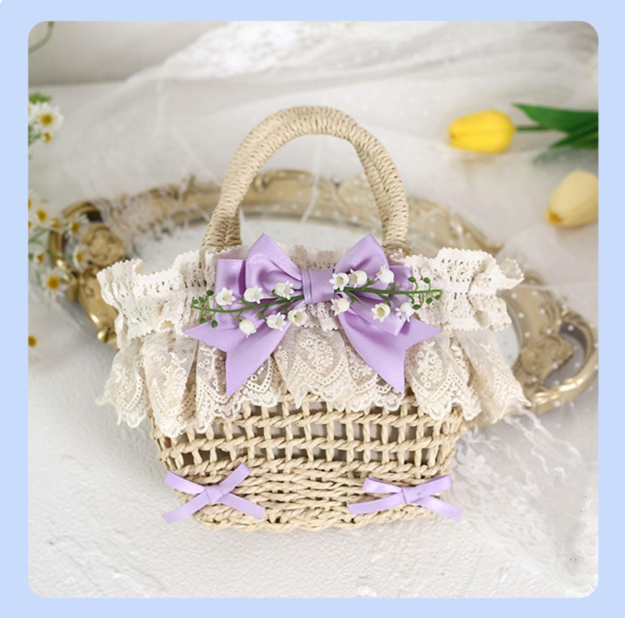 Mori Kei Bag Cottagecore Woven Bag Lolita Lace Bag 36442:522994