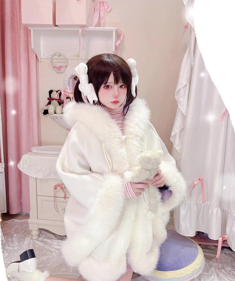 Sweet Lolita Winter Coat Cat Ear Woolen Cloak Kawaii Lolita Cape 40288:667876