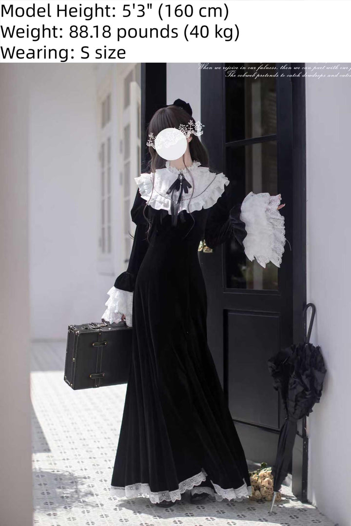 Gothic Mermaid Dress, Tiered Flared Cuffs 44122:797070