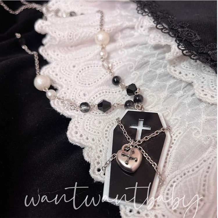 Gothic/Jirai Kei Cross Coffin Necklace Sweater Chain 21756:312880