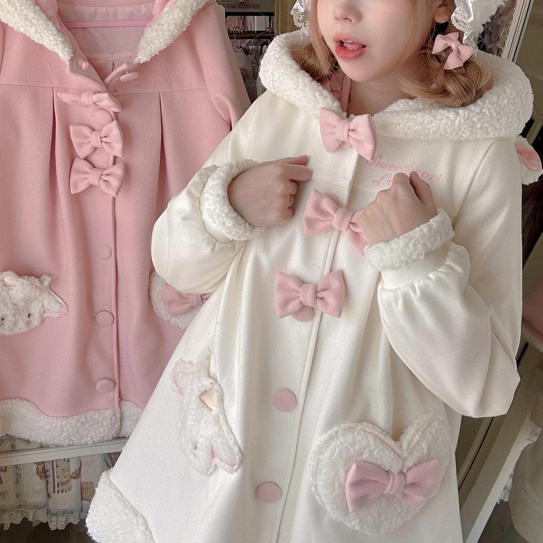 Sweet Lolita Coat Kawaii Bow Bunny Ear Hooded Coat 40934:682118