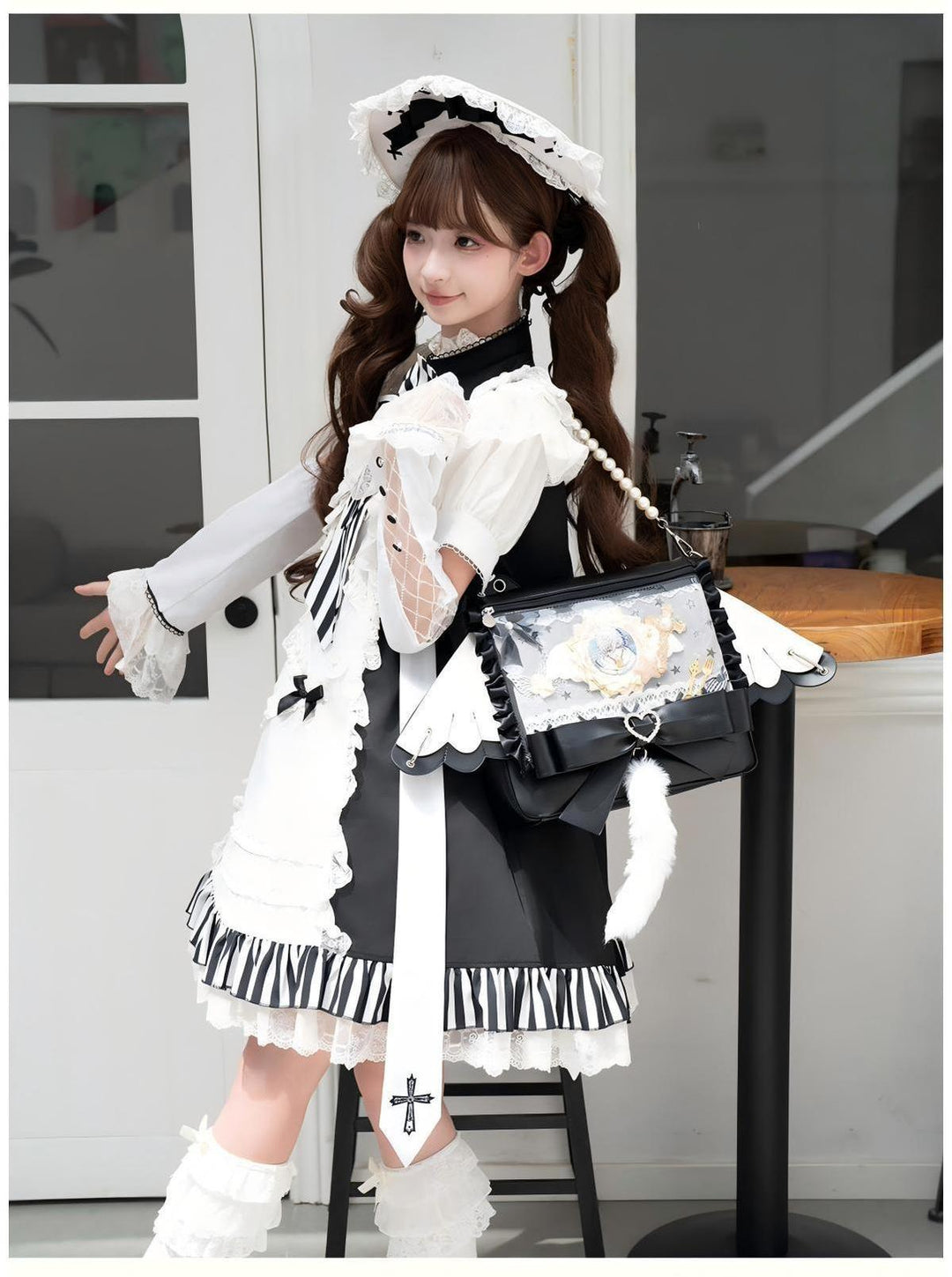 Lolita Ita Bag Black Kawaii Cat Ear Three Ways Bag 41150:696608