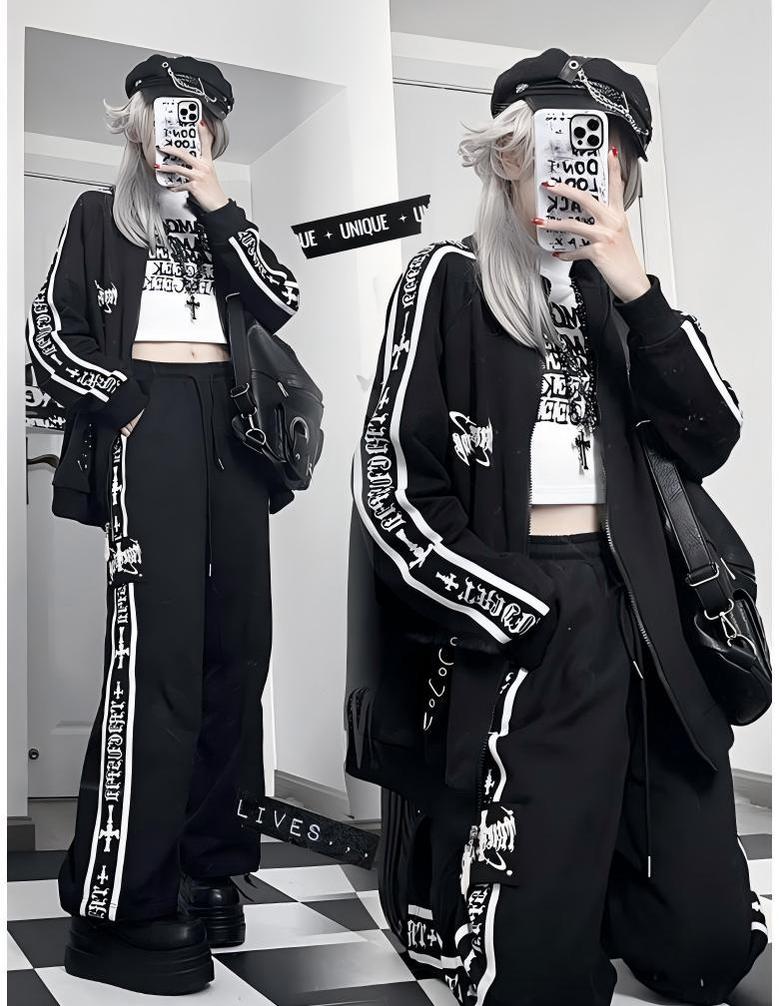 Oversized Gothic Jacket With Zipper Closure And Pants 42287:735548