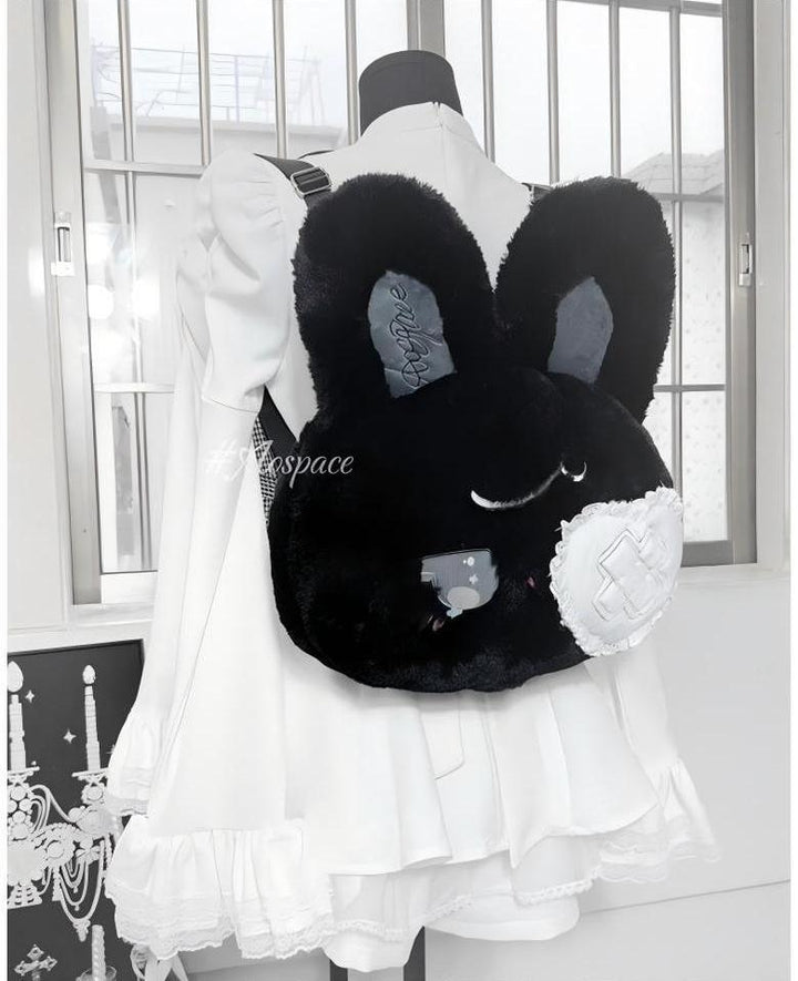 Kawaii Bag Black White Plush Crossbody Bag Rabbit Backpack 41448:698308