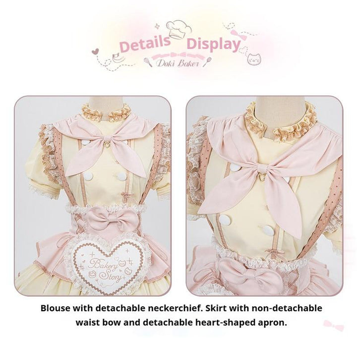 Kawaii Lolita Baker-Inspired Blouse, Suspender Skirt 44466:809206