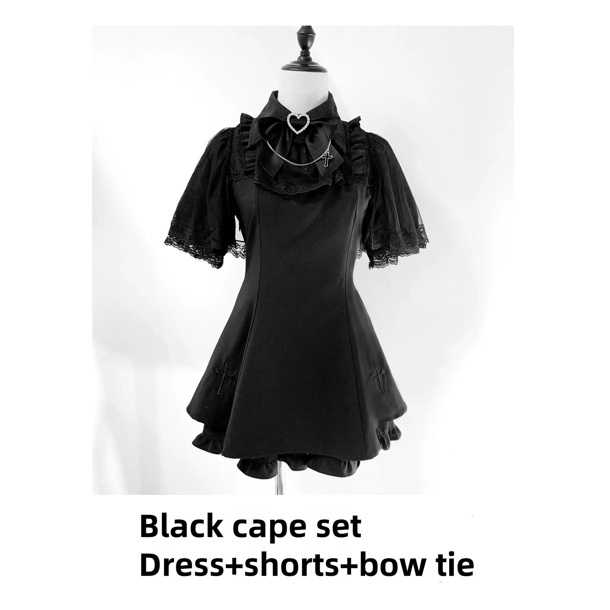 Jirai Kei Dress Set Cape Embroidery Dress And Shorts Set (L M S XL) 37550:565120