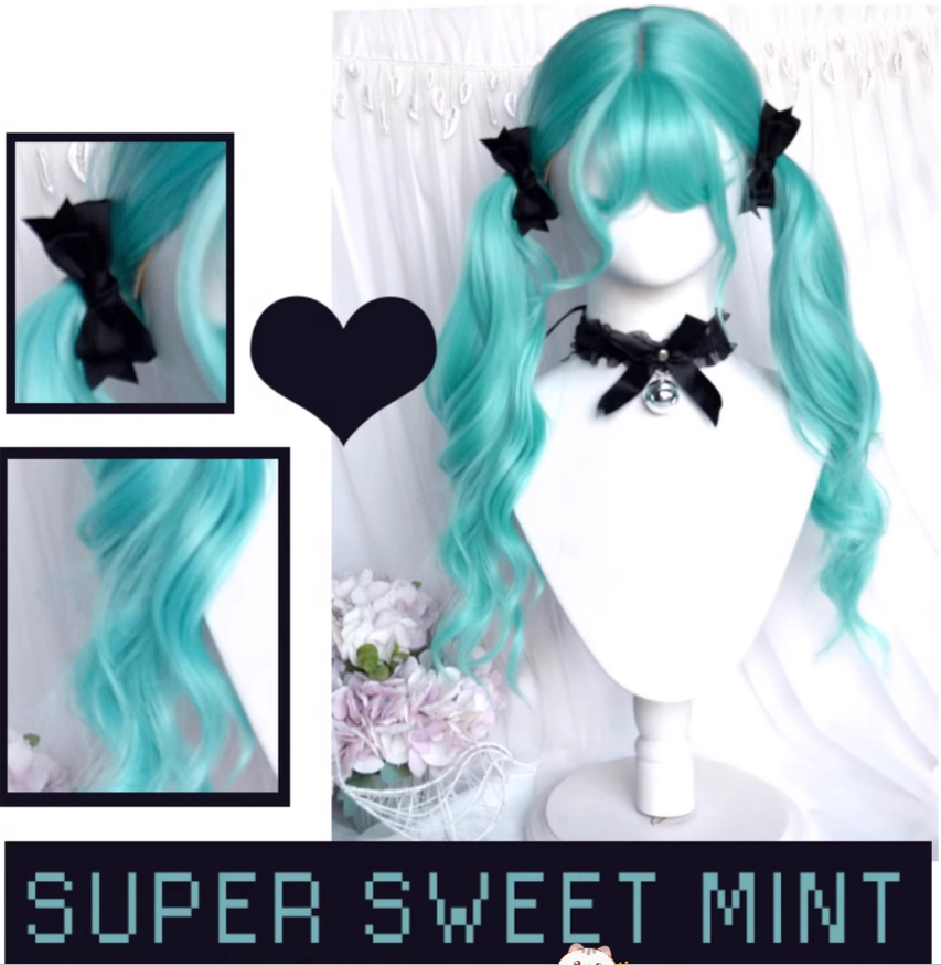 Lolita Wig Mint Green Cosplay Wig Long Curl Wig 38888:607962