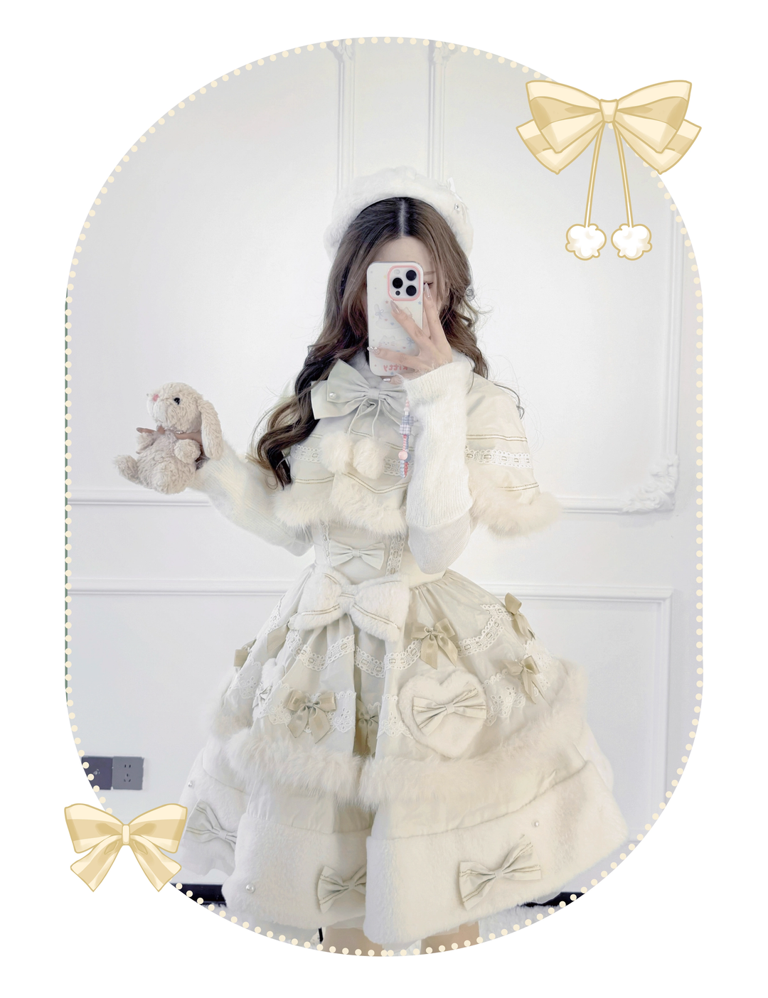 Lolita JSK Apricot Cape Kawaii Cake Dress Winter Set 41172:693530