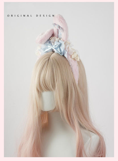 Lolita Headdress Lace Hat Bunny Hair Accessories Bow KC 37016:549658