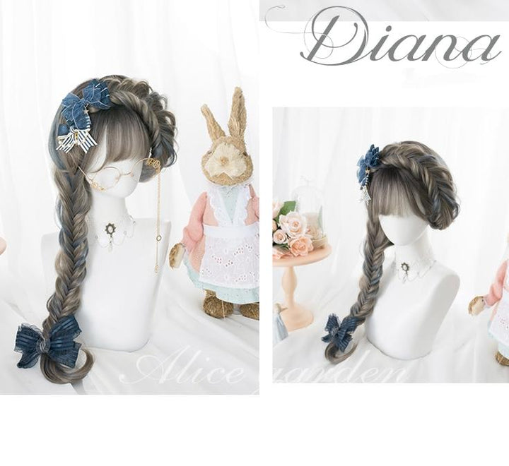 Lolita Wig Grey Blue Highlight Long Curly Hairpiece 35946:509830 35946:509830