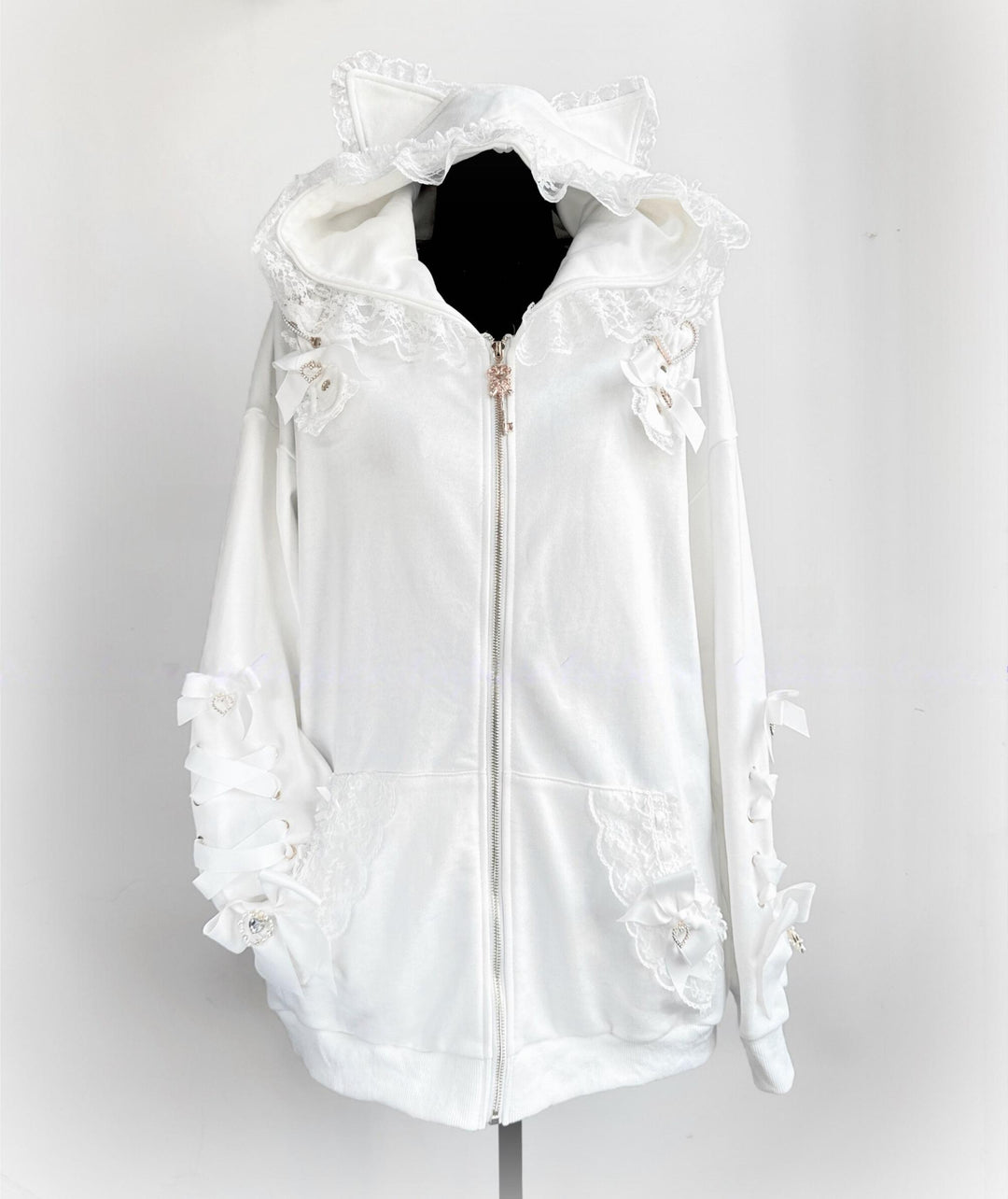 Subculture Hooded Sweatshirt, Oversized & Cat Ear (White / M S) 44926:829678