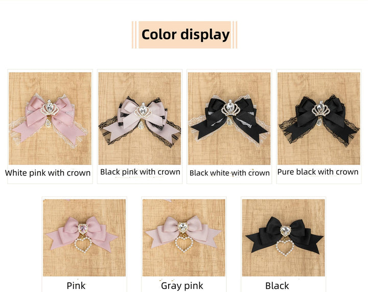 Jirai Kei Hair Clip Crown Rhinestone Bow Barrette 36118:512944 36118:512944