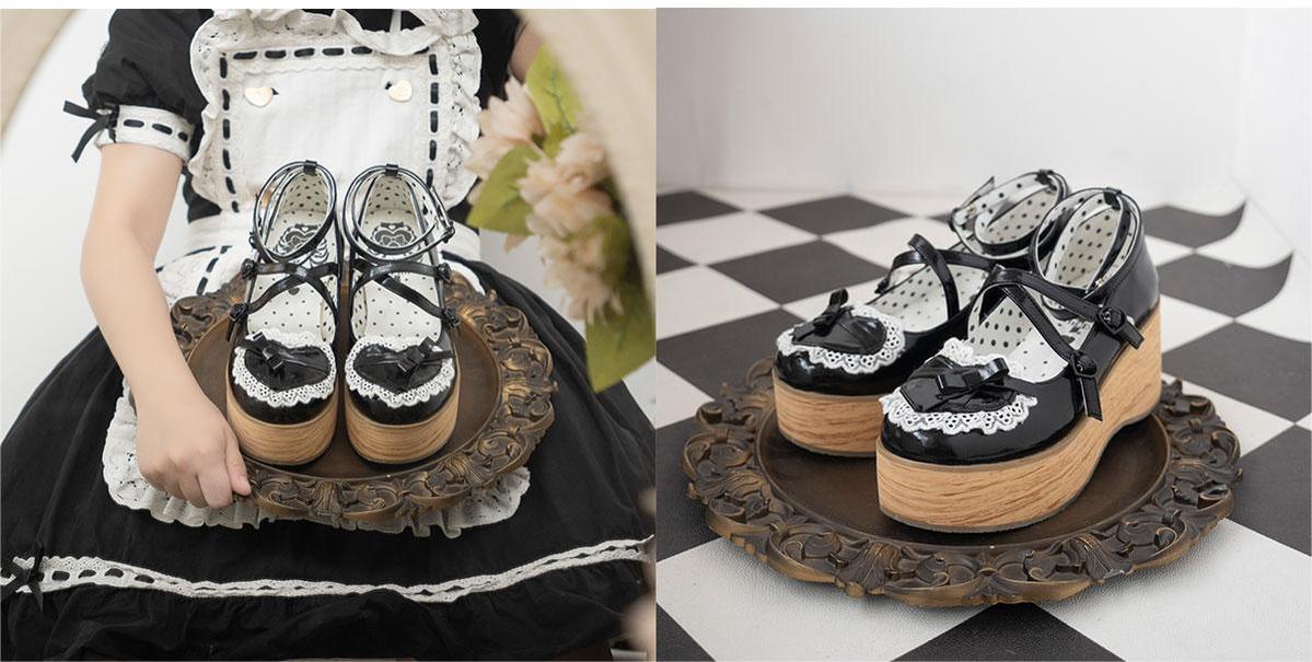 Lolita Shoes Platform Shoes Bow High Heels Shoes 35590:542226