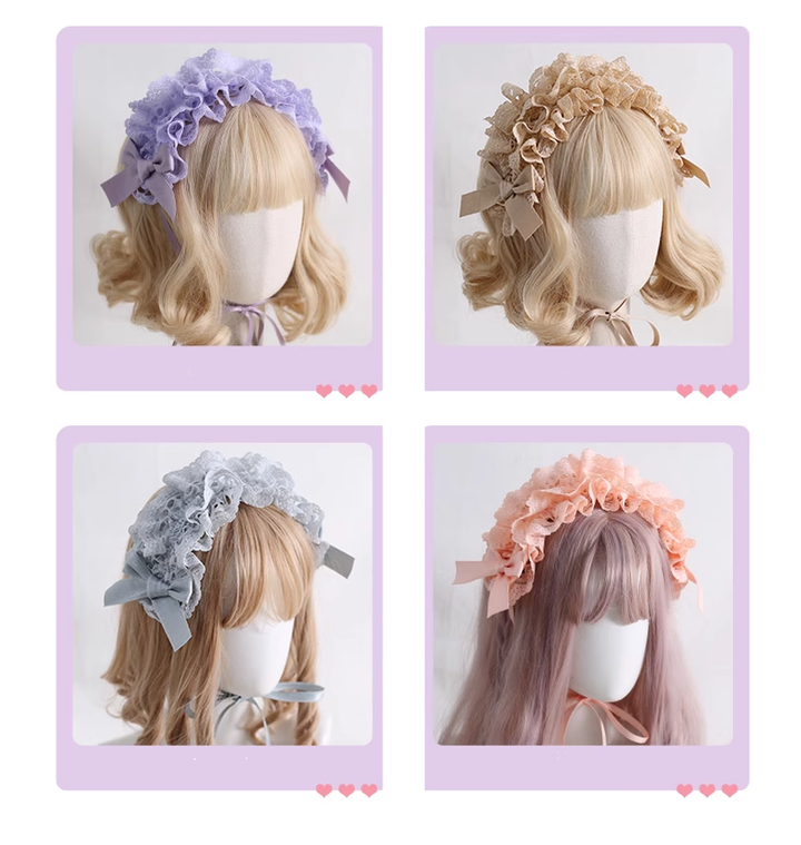 Gothic Lolita Headdress Bow Headband Lace Hairband 39648:635412