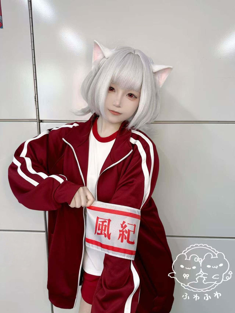 Red Jersey Outfit, Sporty Jacket & Elastic Waist Pants (Red) 44860:827130