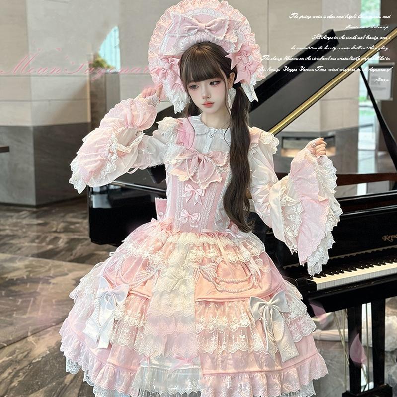 Sweet Lolita Pink JSK Doll-like Dress Princess Sleeve Blouse BNT 41170:697900