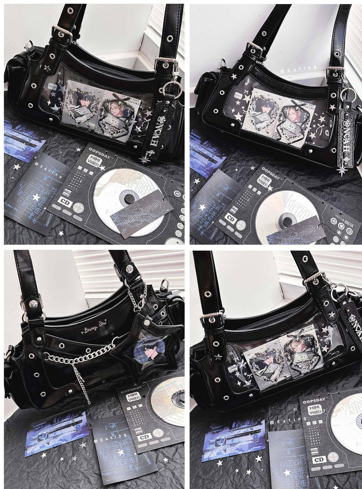 Punk Studded Ita Bag, Clear Window & Star Pouch 45416:847485