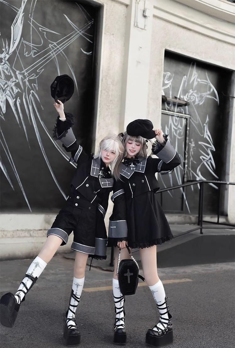 Ouji Lolita Outfit Set with Embroidery Jacket & Dress 43037:764892