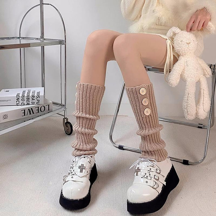 Harajuku Leg Covers Japanese Punk Knit Button Leg Covers 28978:358594 28978:358594